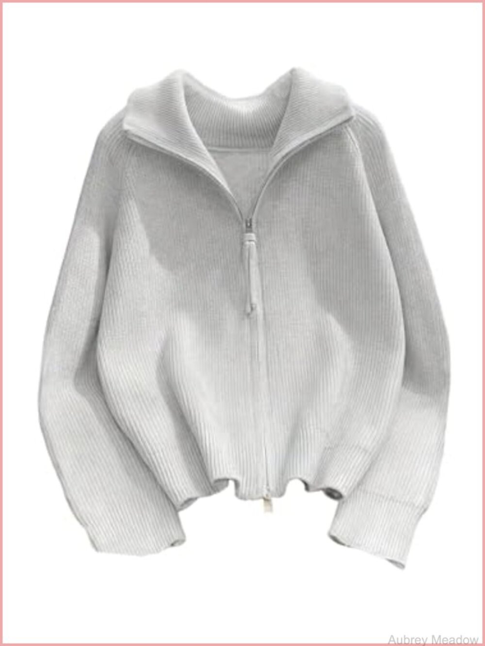 Women's Ribbed Knit Zip Up Fuzzy Cardigan Long Sleeve High Neck Sweater